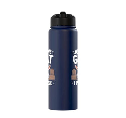 Just One Goat I Promise Cute Coat Pygmy Goat Farmer Stainless Steel Insulated Water Bottle - color: Navy Blue