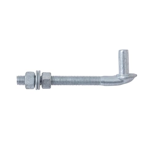 VIVIDA 6" J Bolt Gate Hinge, 5/8" Heavy Duty Gate Hinge Bolt, 1-Pack | Galvanized Gate Bolt Post Hinge, Chain Link Fence Gate Hardware, Nuts & Washers Included - size: 6" (1 PCS)