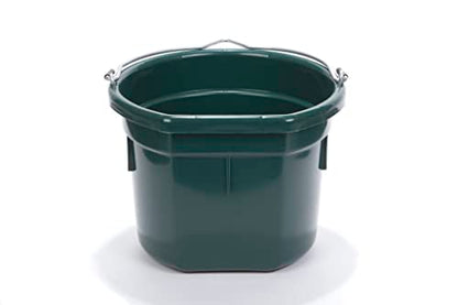 Little Giant® Flat Back Plastic Animal Feed Bucket | Animal Feed Bucket with Metal Handle | Horse Stall Feeding and Watering Supplies (Green, 8 Quart) - color: Green, size: 8 Quart