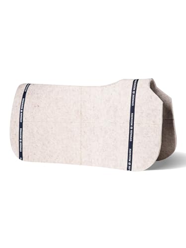 Harrison Howard Western Saddle Pad Liner, Thin Wool Felt Under Pad with Spine Cutout, Shock Absorbing Sweat Barrier - color: Light Tan, size: 32"Lx32"W-7mm Thick