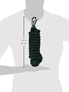 Hamilton 3/4" x 10' Cotton Horse Lead Rope with Bull Snap, Dark Green - color: Dark Green, size: 3/4" x 10'