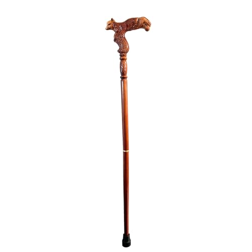 Hand Carved Wooden Walking Cane with Ergonomic Handle and Rubber Tip for Men and Women - Fashionable Unique Walking Stick for Seniors - 37 inch - style: Fox