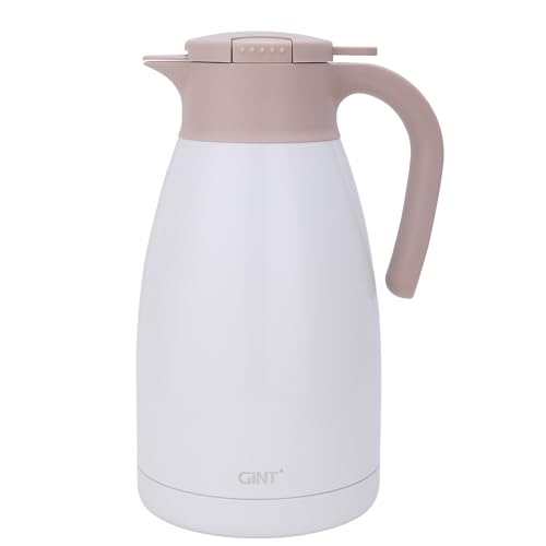 GiNT 2.2L / 74Oz Thermal Coffee Carafe, Insulated Stainless Steel Coffee Carafes for Keeping Hot/Double Walled Vacuum Thermal Carafe (White) - color: White, size: 74.4 Ounces
