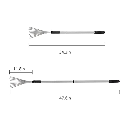 Extendable Handle Shrub Rake for Clean Debris Lawn Shrub Bush and Flowers | Small, light rake makes cln up a snap for garning, cping, or landsping. the telescopic handle extends up to 47.6-inches