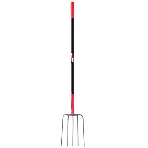 5-Tine Pitchfork Garden Fork Fiberglass Handle for Farm Work 57 in