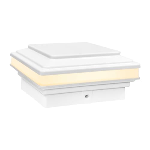 GKOLED Low Voltage Flat Top Post Cap Light, 3W 12V AC/DC, Outdoor Fence Lighting for 3.5'' x 3.5'' and 4.0’' x 4.0’’, 3000K LED Fence Lights for Landscape, Waterproof, Die-cast Aluminum Top, White - color: Flat Top-Glossy white, size: 1 Pack-3000K