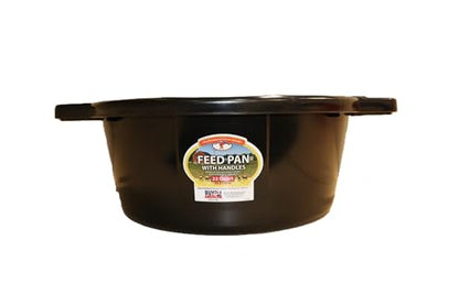 Little Giant® Feed Pan with Handles - 22 Quart - Heavy Duty Plastic Livestock Feeder and Waterer Pan Bucket Tub - Black - color: Black