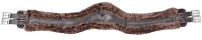 T TEKE Anatomic Luxury Plush Fleece Horse Girth - Contoured Pressure Relief English Girth with Dual-Side Heavy-Duty Elastic, Ultra-Soft Fleece Lining, Stainless Steel Solid-Roller Buckles & D-Ring - color: Dark Brown, size: 56"
