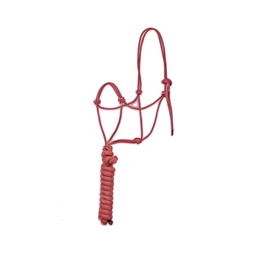 SIE 4 Knot Stiff Polyester Training Rope Halter with 10’ Matching Lead Rope for Horses (Maroon) - color: MAROON