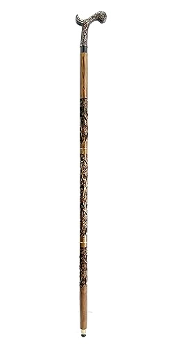 “Elegant Wooden Walking Stick with Handcrafted Floral Brass Handle – Stylish Men’s & Women’s Cane for Walking Support, Gifts & Everyday Use”