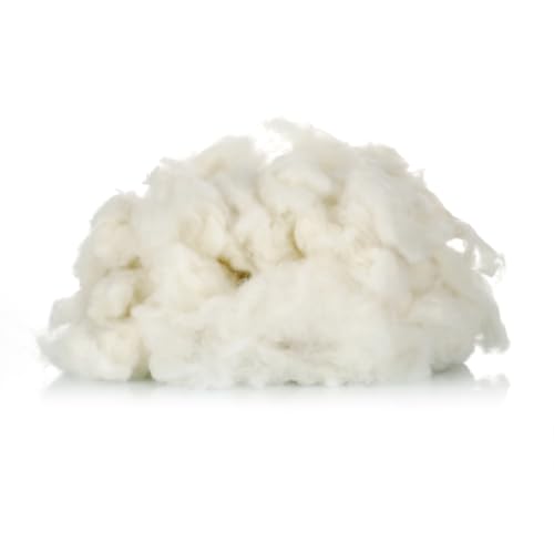 8oz Natural raw Washed Wool noil Stuffing Needle Felting core Sheep Wool w/Debris, Premium Short Fiber Fill for Arts and Crafts, Cream White, Bulk