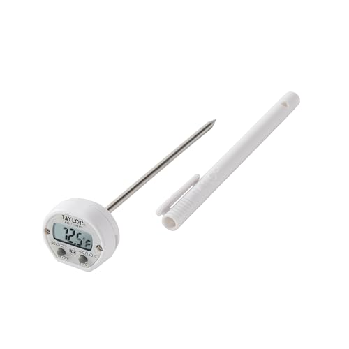 Taylor Instant Read Digital Meat Thermometer for Grill, BBQ & Kitchen, NSF Approved, Fast Internal Temperature Readings, F/C Switchable Display, Battery Included, Pocket Sleeve Clip, White - style: Fast Reading Pocket Thermometer