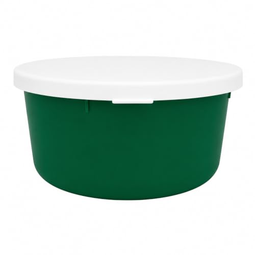 Correct Connect Mini 1 Gallon Horse Feed Storage Bowl with Snap Lid, Feed Container for Treats and Supplements, BPA Free Food Grade Feed Bucket, Stackable (Green) - color: Green