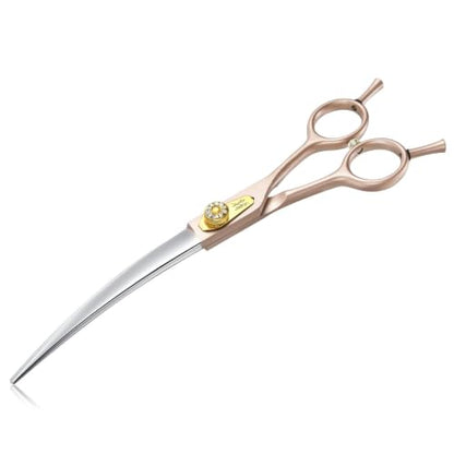 JASON Curved Dog Grooming Scissors - 7 Inch Professional Shears Rosegold - color: Rosegold, size: 7