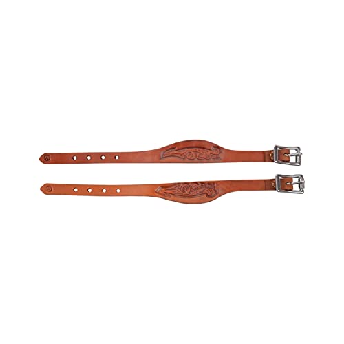 Circle Y Flared Shaped Floral Stamped 1/2" Stirrup Hobble Straps with Stainless Steel Buckles, Regular Oil