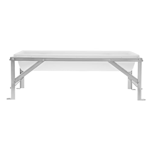 Livestock Feed Trough, 35L/9.25Gal Large Capacity Livestock Feeder with Triangular-Structure, Heavy Duty Metal Stand, Goat Water Trough for Sheep,Deer, Pigs, Horses, Cows, Lambs,Calves in Farm (White) - color: White