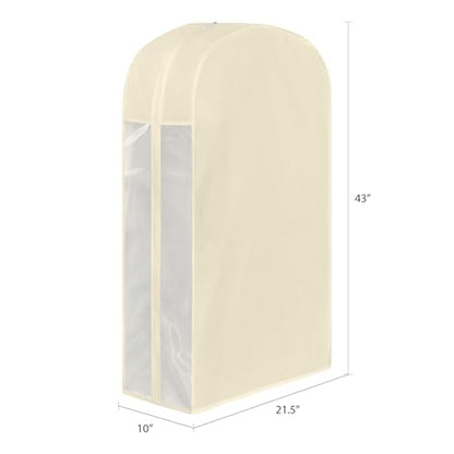43 Inch Cotton Garment Bags for Hanging Clothes 3 Pack, Beige - size: 10"W x 43"H-3pcs - Beige