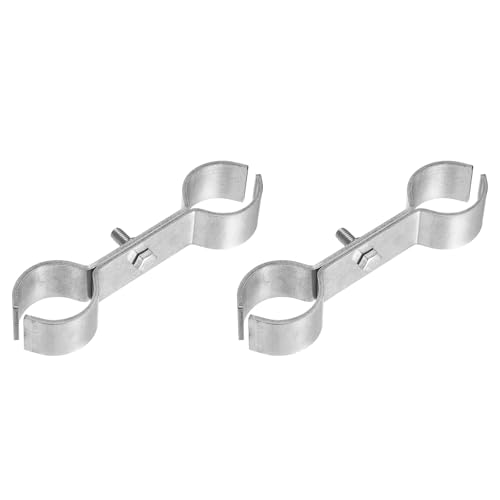 HARFINGTON 2pcs Chain Link Fence Panel Clamps 1-5/8" Stainless Steel Dog Kennel Clamps Fence Connector Temporary Dog Cage Hardware Parts with Bolts and Nuts for Round Pipe Panel - size: 1-5/8"