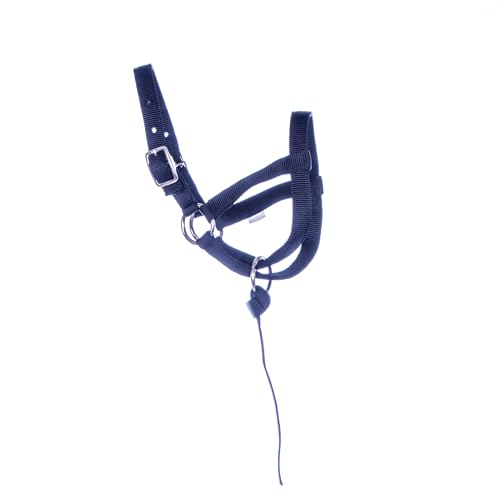 Jeffers Nylon Llama Halter with 10" Catch Strap, Black - Adjustable Figure 8 Livestock Halter, 3/4" Double Layered Webbing Farm Animal Lead Training Halter Equestrian Tack - Adult - color: Black