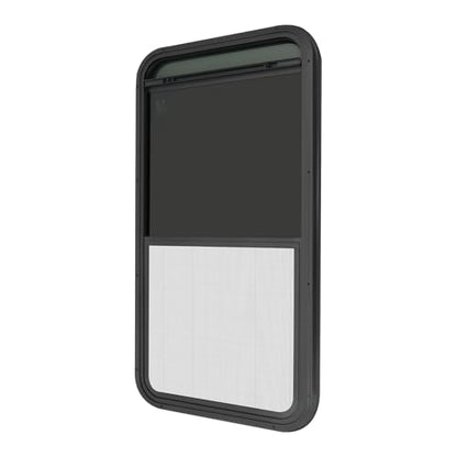 RV Window, 18" X 35" Universal RV Window Vertical Slide W/Trim Ring, Vertical Sliding Glass Window with Screen Window for Cargo, Horse Trailer, Marine Camper Window Replacement(18" X 35") - size: 18" X 35"
