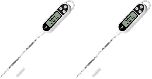 Digital Meat Food Thermometer for Cooking Kitchen BBQ, Probe Instant Read Thermometer with Long Probe for Candy Candle Milk Yogurt Deep Fry Roast Baking Temperature (Pack of 2) - size: 24.4 x 2.5 x 1.5 cm (Pack of 2)