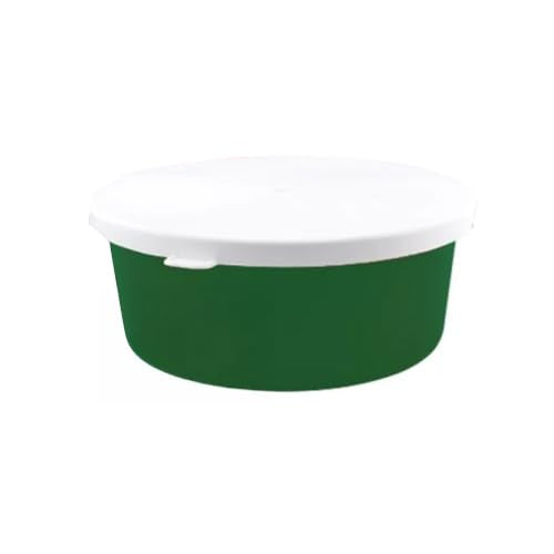 Correct Connect Large 2.9 Gallon Horse Feed Storage Bowl with Snap Lid, Stackable Horse Feed Container for Feed, Treats and Supplements, BPA Free Food Safe Bucket (Green) - color: Green