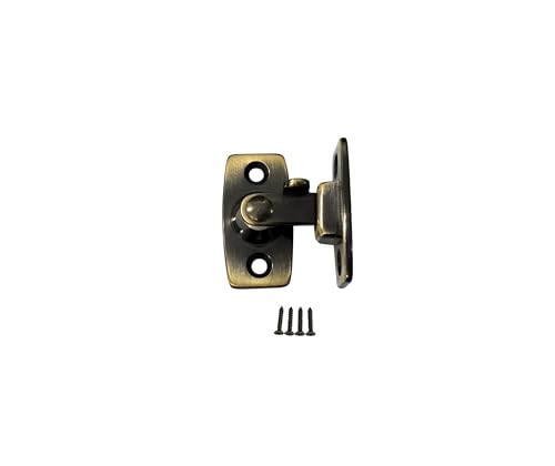 QCAA Heavy Forged Solid Brass Door Latch, 90 Degree Right Angle Door Latch Buckle for Doors & Windows, Small, 1.75", Antique Brass, 1 Pack, Made in Taiwan - color: Antique Brass-1.75", size: 1 Pack