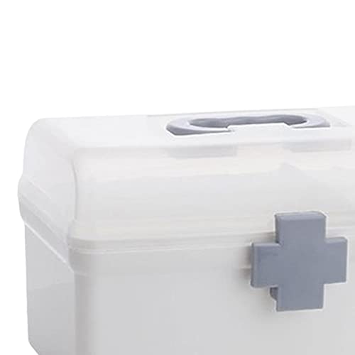 Portable First Aid Carrying Case Organizer Bin Medicine Storage Box with Organizing Holder with Handle Stationery, Clear, 21.2x12x12.5CM