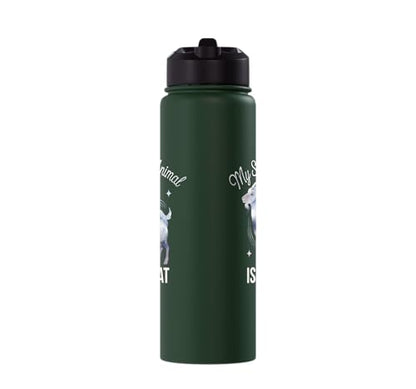 My Spirit Animal Is A Coat Cute Coat Pygmy Goat Farmer Stainless Steel Insulated Water Bottle - color: Dark Green
