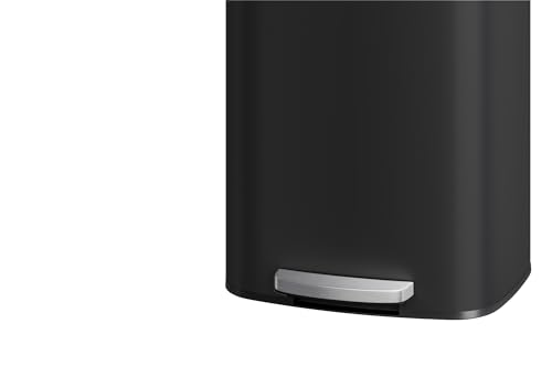 Garvee 21 gal / 80 L Metal Trash Can with Lid, Large Garbage Can for Kitchen, Rustproof Step-on Kitchen Metal Trash Bin with Liner Rim, Rear Handle, Soft Close Plastic Lid, Black - color: Black, size: 21.1 Gallons
