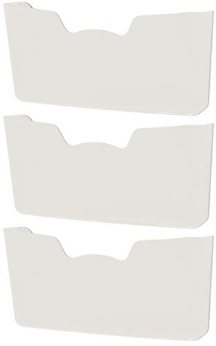 Simple Houseware White Wall Mount Single Pocket Hanging File Holder, 3-Pack - color: White, size: 3 Pack