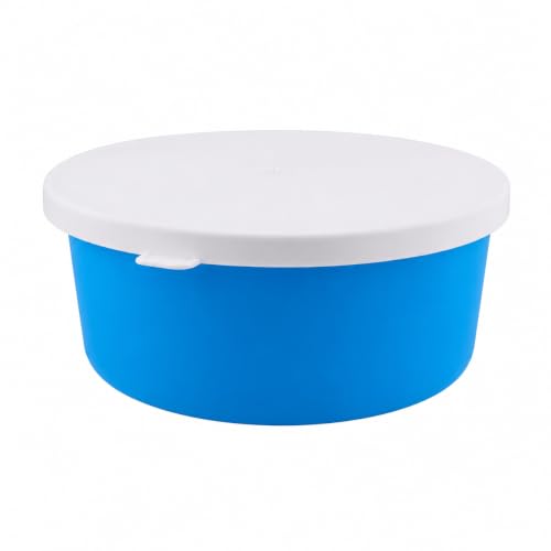 Correct Connect Large 2.9 Gallon Horse Feed Storage Bowl with Snap Lid, Stackable Horse Feed Container for Feed, Treats and Supplements, BPA Free Food Safe Bucket (Light Blue) - color: Light Blue