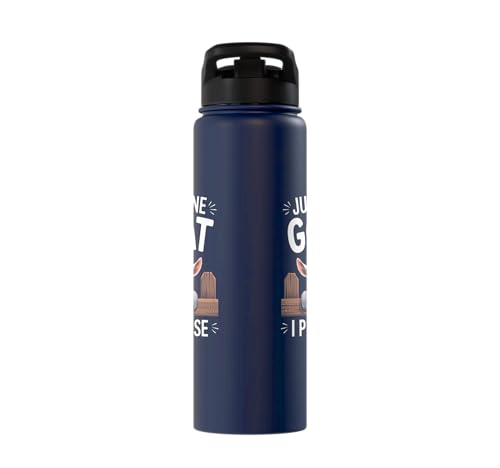 Just One Goat I Promise Cute Coat Pygmy Goat Farmer Stainless Steel Insulated Water Bottle - color: Navy Blue