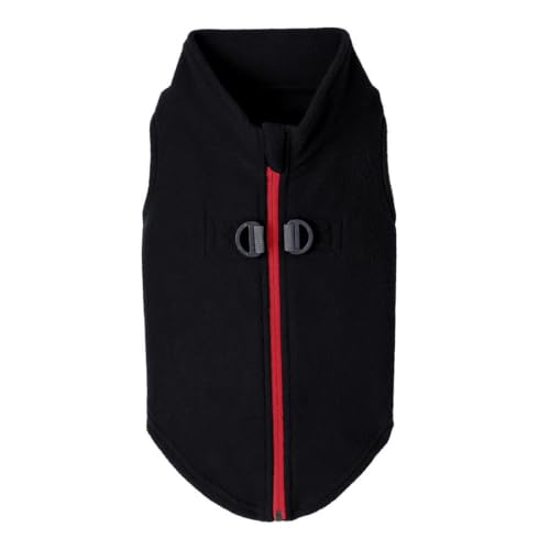 Gooby Zip-Up Fleece Dog Sweater, Black, Small - color: Black, size: Small chest (~13.5")