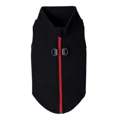 Gooby Zip-Up Fleece Dog Sweater, Black, Small - color: Black, size: Small chest (~13.5")