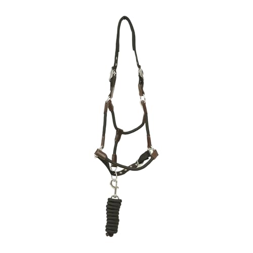 Huntley Equestrian Nylon Halter and Lead, Black - size: Full