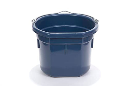 Little Giant® Flat Back Plastic Animal Feed Bucket | Animal Feed Bucket with Metal Handle | Horse Stall Feeding and Watering Supplies (Navy, 8 Quart) - color: Navy, size: 8 Quart