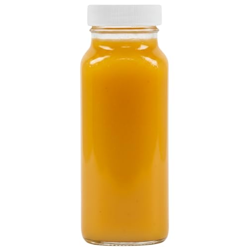 kitchentoolz 8oz Square Glass Juice Shot Bottle with Lid – 8 Pack 8 oz Milk Glass Bottles with Lids for Lunch Box, Airtight Reusable Drinking Jars for Smoothies, Yogurt, Kefir, Juice & Water - color: 8oz, style: 8 Pack