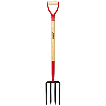 Garden Fork,4-Tine Spading Fork,Compost Fork,Steel Digging Fork,45Inch,Steel Y-Grip,Wooden Handle