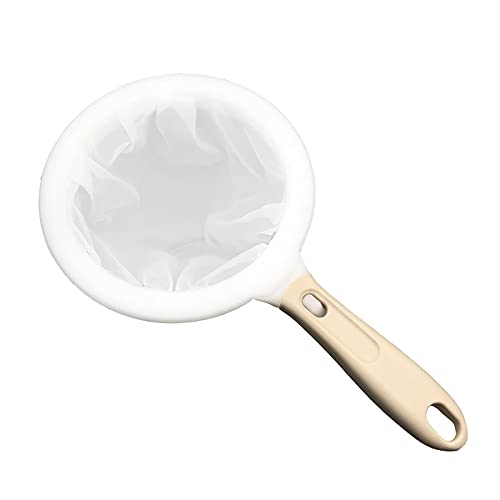 2 IN 1 Kitchen Ultra-fine Mesh Filter Nylon Sieve Food Strainer 400 Mesh Filtering Colander Portable Reusable Sifter with Detachable Handle - color: 400Mesh Yellow Handle