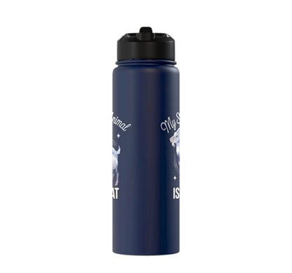 My Spirit Animal Is A Coat Cute Coat Pygmy Goat Farmer Stainless Steel Insulated Water Bottle - color: Navy Blue