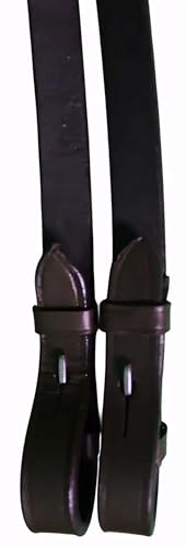 CHALLENGER 54" Full Horse English Braided Black Leather Reins 805LR01BK - color: Brown/Stainless