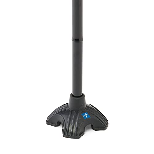 Medline Offset Folding Cane, 4-Point Base with Cushioned Gel Handle, Supports up to 350 lbs, Black - color: black