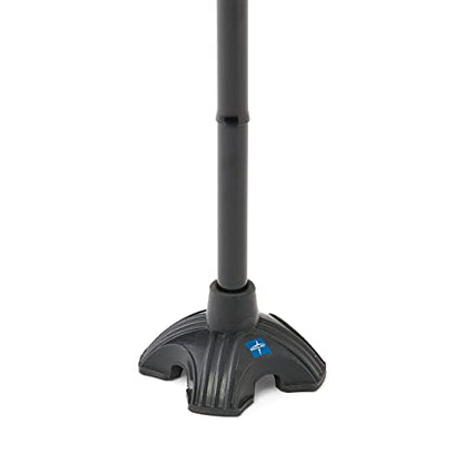 Medline Offset Folding Cane, 4-Point Base with Cushioned Gel Handle, Supports up to 350 lbs, Black - color: black
