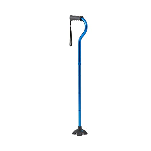 Medline Offset Folding Cane, 4-Point Base With Cushioned Gel Handle, Supports Up To 350 lbs, Blue - color: blue