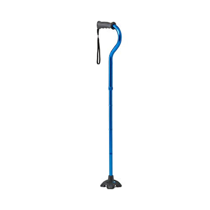 Medline Offset Folding Cane, 4-Point Base With Cushioned Gel Handle, Supports Up To 350 lbs, Blue - color: blue