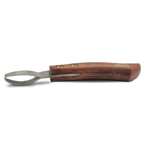Equine Care Farrier Loop Hoof Knife, J2 Stainless Steel, Wood Handle