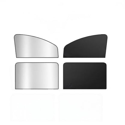 4PCS Car Window Sunshade, Blackout Car Window Covers for Ultimate Privacy, Foldable Side Window Shade, Not Blocking Rearview Mirror View, Fit for Camping, Travel and Daily Use (Black & Silver)