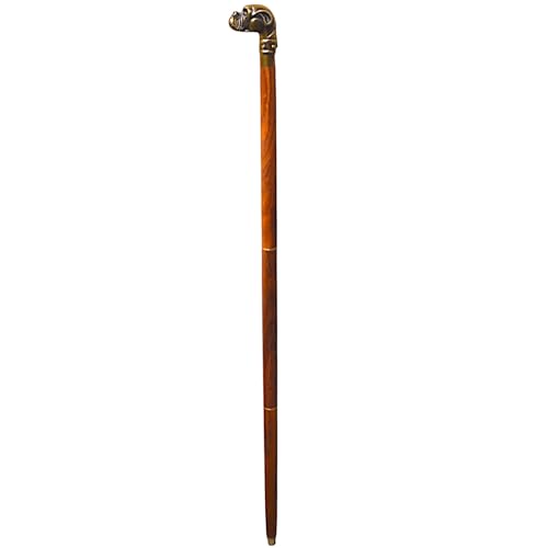 Vintage Walking Cane, Canes for Women, Wooden Stick with Boxer Dog Head Handle, Antique Bronze Finish, Shillelagh Cain
