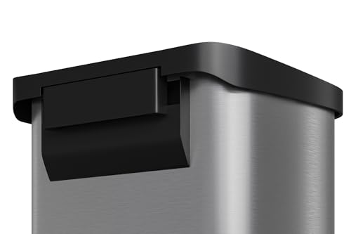 Garvee 21 gal / 80 L Stainless Steel Trash Can with Lid, Large Garbage Can for Kitchen, Rustproof Step-on Kitchen Metal Trash Bin with Liner Rim, Rear Handle, Soft Close Plastic Lid, Silver - color: Silver, size: 21.1 Gallons
